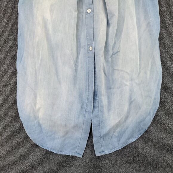 Cloth & Stone Denim Button Up Vest Womens Small Sleeveless Blue High Low Hem - Picture 5 of 12